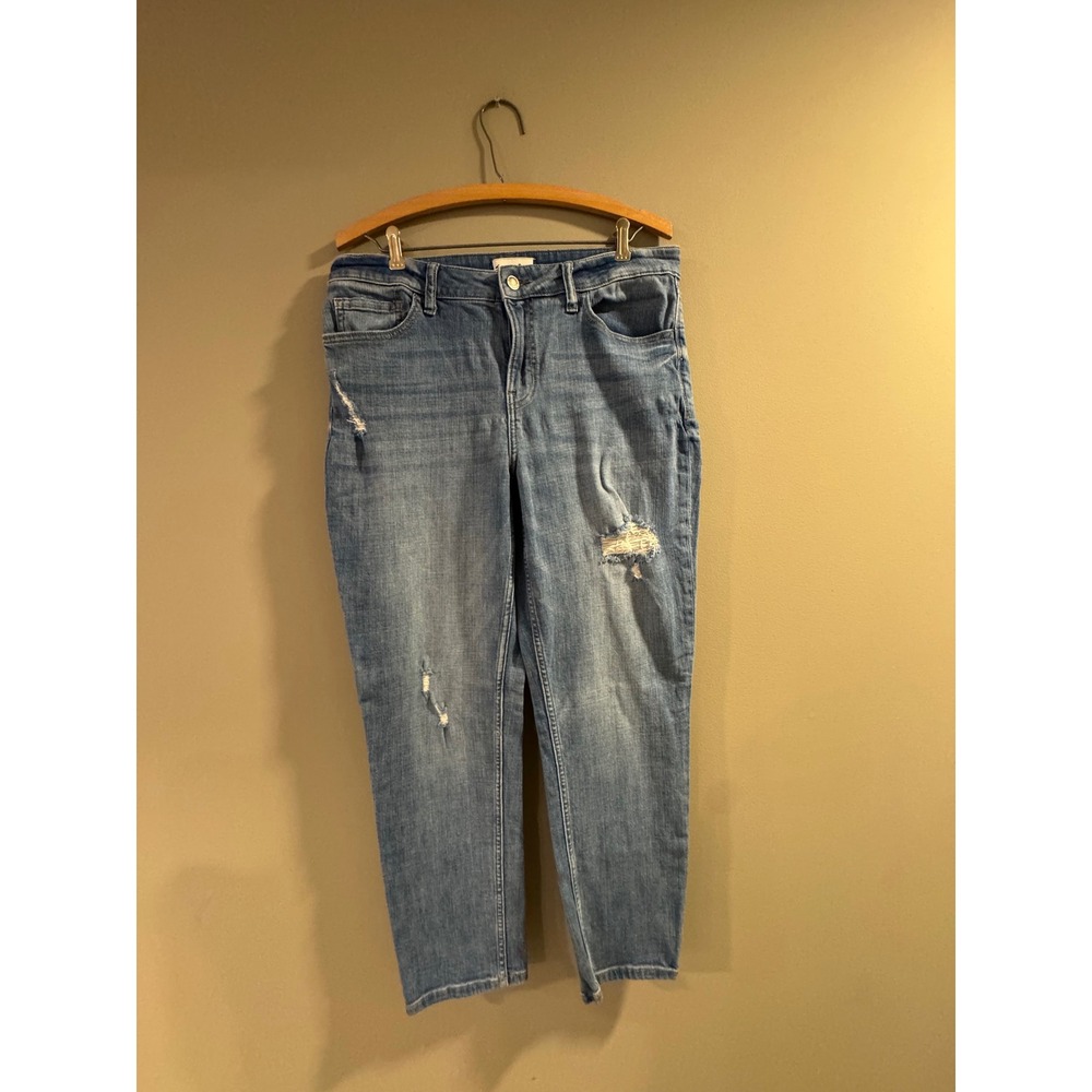Studio Blue Jeans Distressed Boyfriend Straight Leg Size 31 Medium Wash Women's